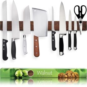 24" (Large) Black Walnut Magnetic Knife Holder - Professional Wood Magnetic Knife Strip - Space Saving Knife Holder
