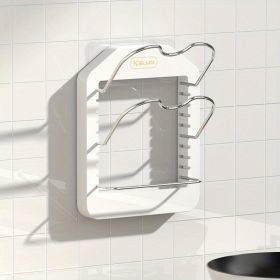 1pc Wall Mounted Pot Lid Rack; Free Punch Pot Cover Holder; Hanging Lid Organizer; Kitchen Accessories (Color: White, Model: Two-tier pot lid rack + rag rack)