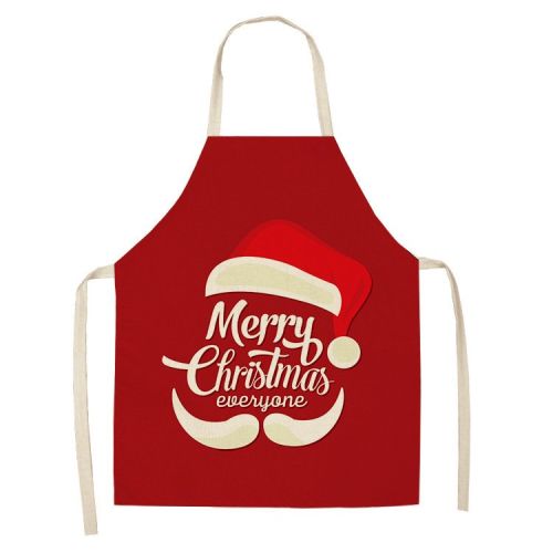 Cartoon Christmas Elk Santa Claus Printed Linen Sleeveless Apron