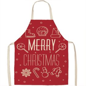 Christmas Apron Linen Oil-proof Anti-fouling Gingham Check Ginger Cake Household Bib Halter (Option: 18style-55x68cm)