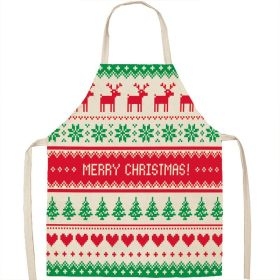 Christmas Apron Linen Oil-proof Anti-fouling Gingham Check Ginger Cake Household Bib Halter (Option: 12style-55x68cm)