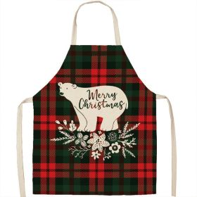Christmas Apron Linen Oil-proof Anti-fouling Gingham Check Ginger Cake Household Bib Halter (Option: 14style-55x68cm)